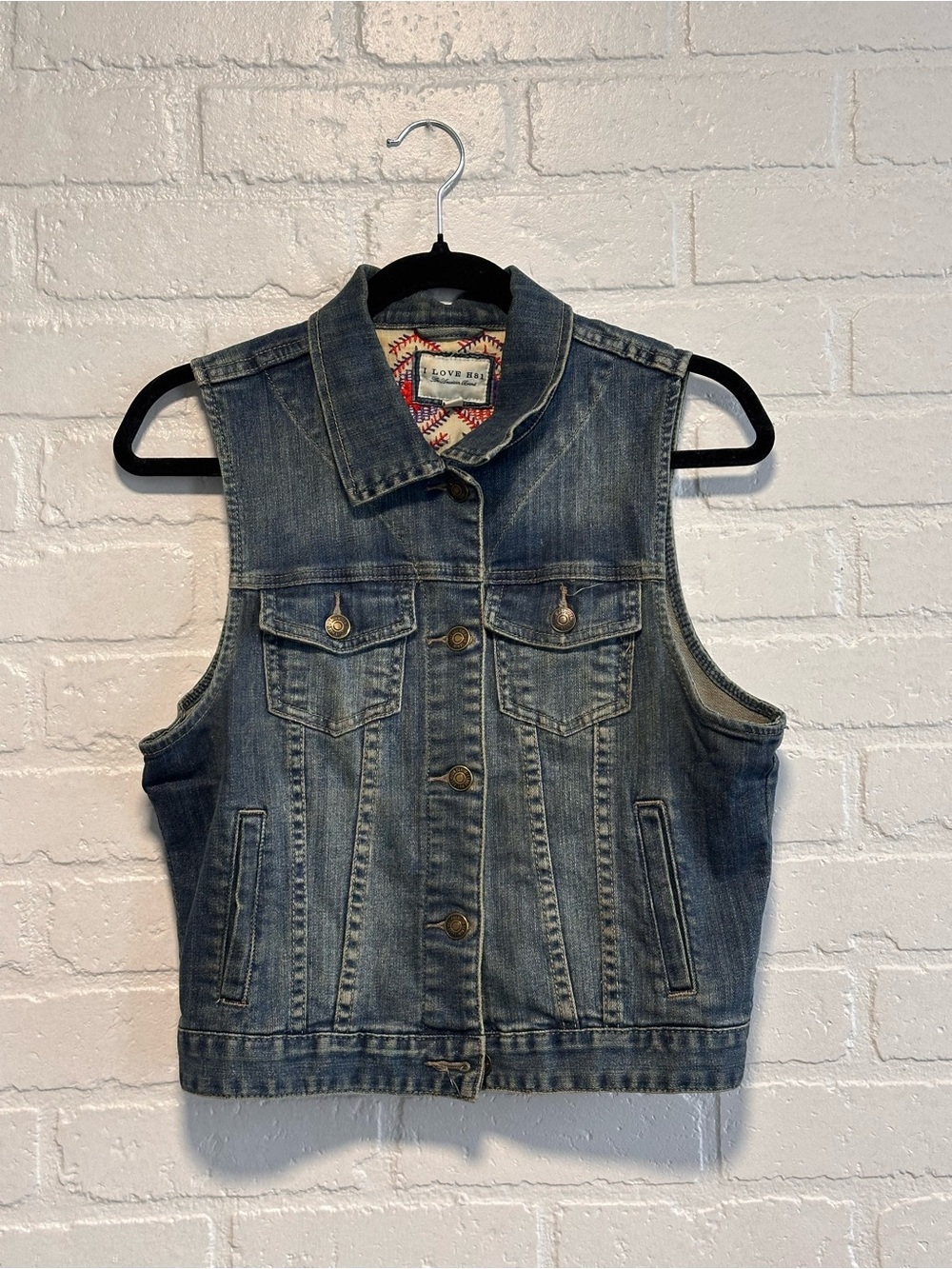 I Love H81 blue denim vest